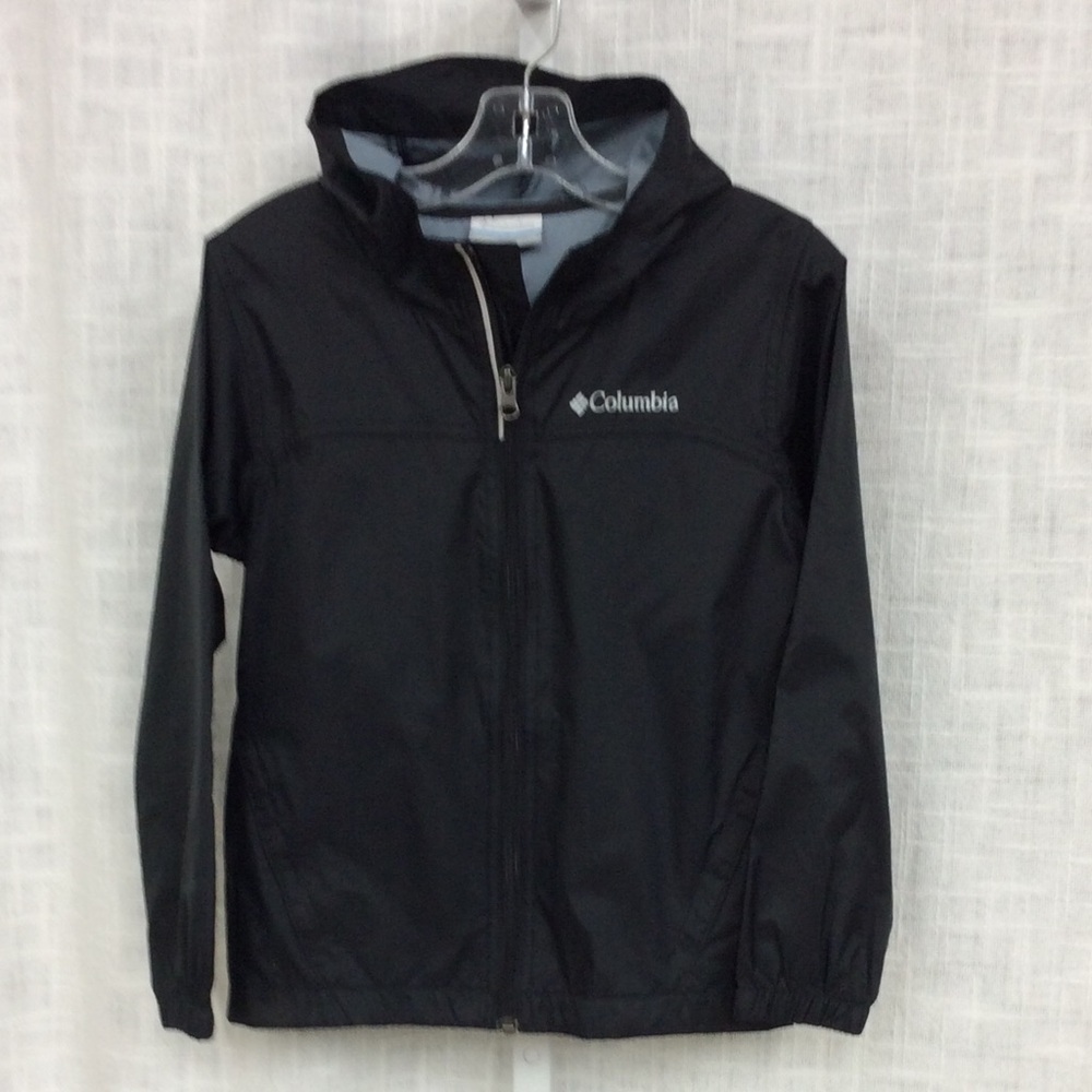 Columbia Black Hooded Rain Jacket XS (6-7)